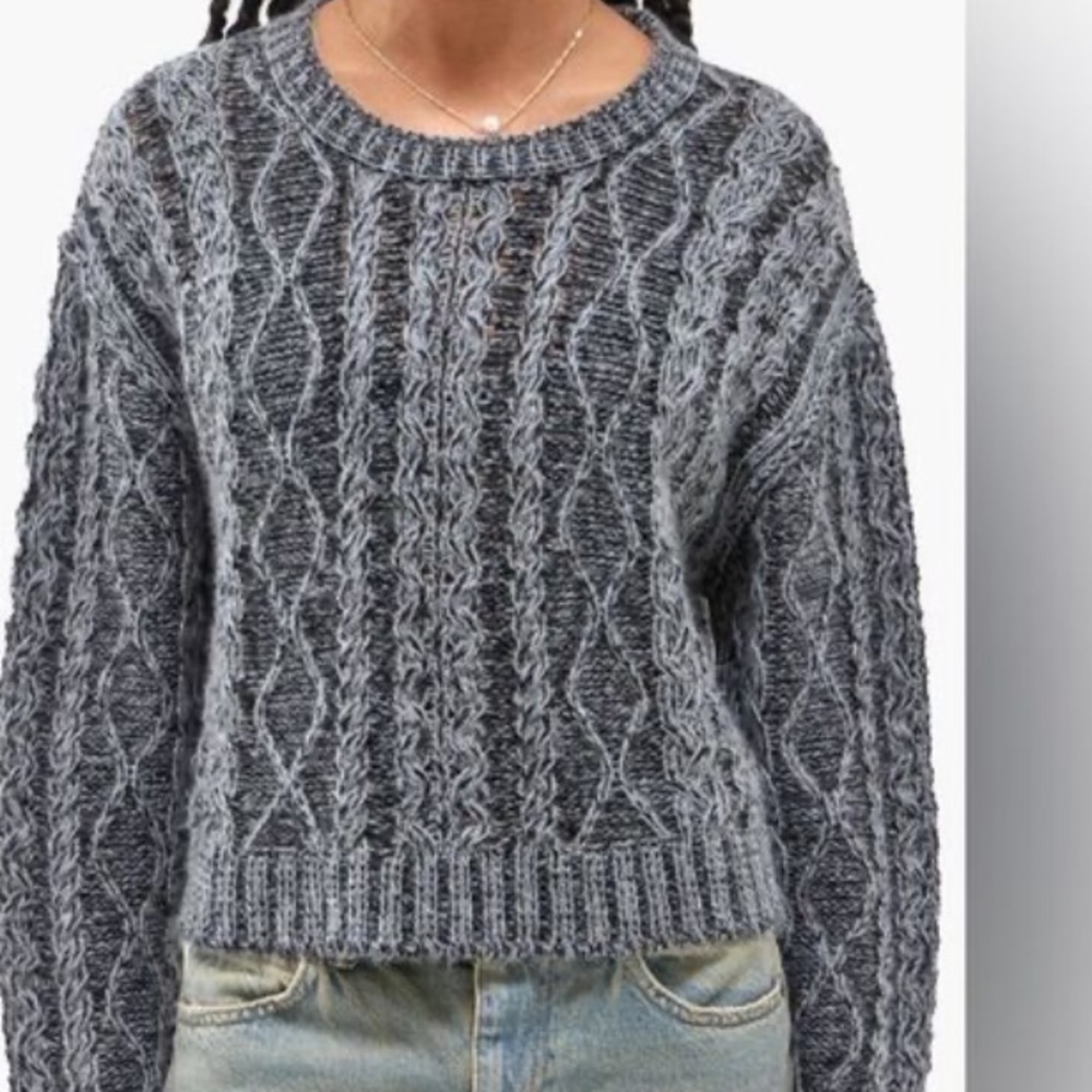 BDG for Urban Outfitters black gray acid crop cable sweater Sz XS NWT